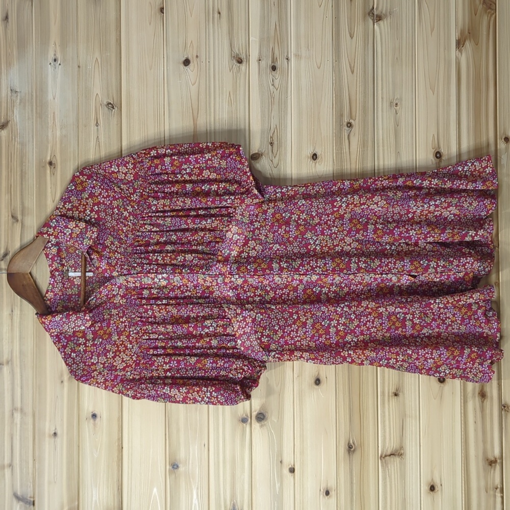 Free People Floral Mini Dress in Red and Pink